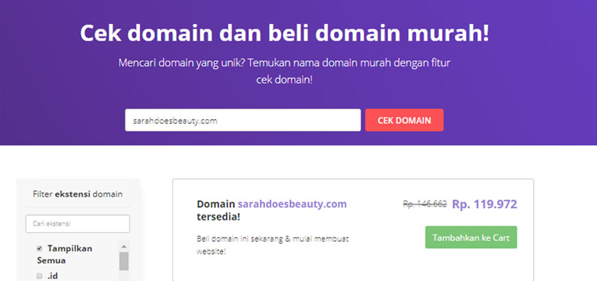 Cek domain di Hostinger