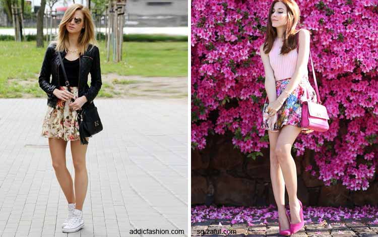 Tampil Fashionable Dengan Rok Mini - Mini floral skirt