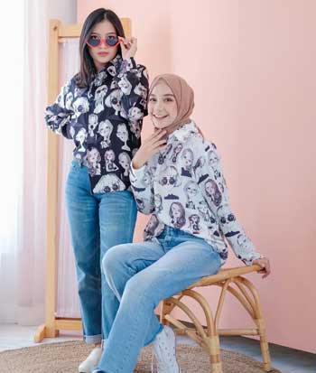 Inspirasi Motif Pakaian Casual Wanita - Motif print kartun