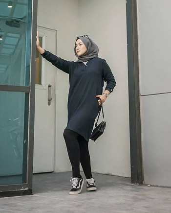 Inspirasi outfit hijab dengan legging wudhu