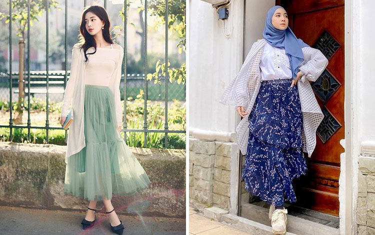 Inspirasi Outfit Dengan Rok Panjang Kekinian